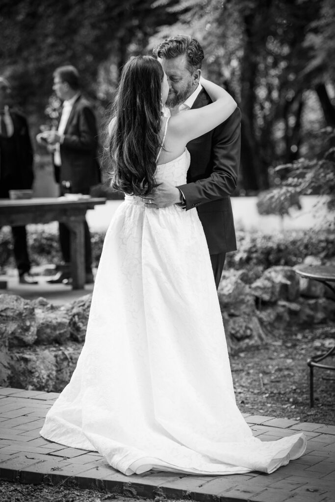 Black and white wedding portrait photography for bride and groom K&Q on their special day shot by Kevin Mark Pass Photography; bridal makeup by Storm Pass